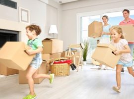 Family moving into new home; house removals