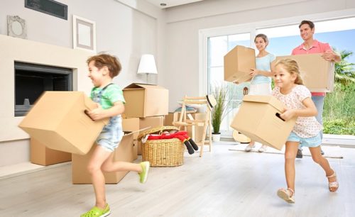 Family moving into new home; house removals