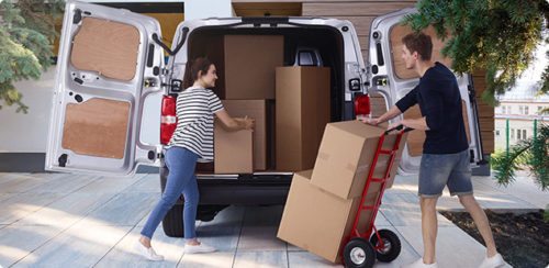 Rental van and packing boxes; cheap removals