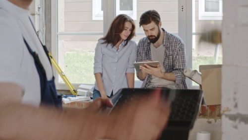 Young couple in a new home